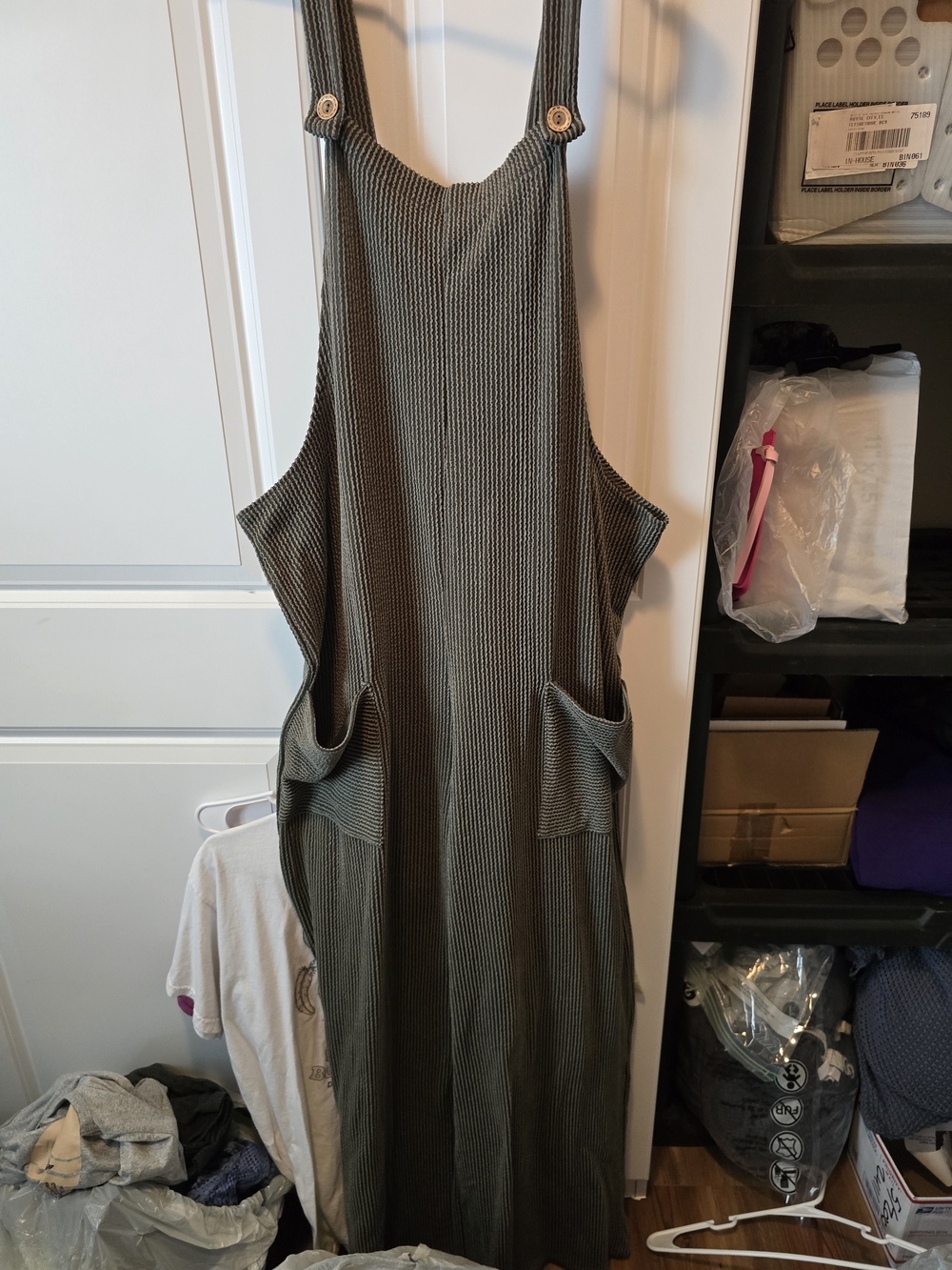 HEIMISH USA Olive Ribbed Jumpsuit with Pockets